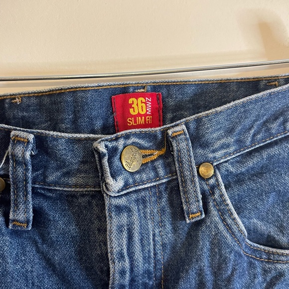 100% Cotton Wrangler 29x30 Men’s Slim Fit 36 MWZ Straight Leg Denim Jeans - Picture 10 of 11